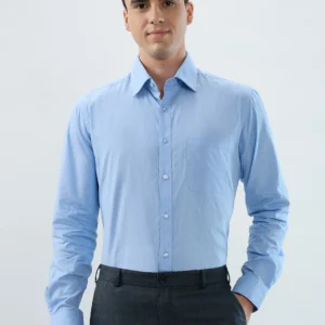 Men Blue Slim Fit Solid Formal Shirt