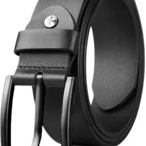 Men’s Genuine Leather Belt with Classic Metal Buckle