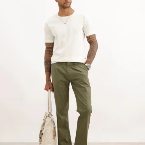 Olive Cotton Trousers For Men