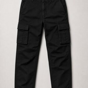 Minimalist Black Cargo Pants Flat Lay
