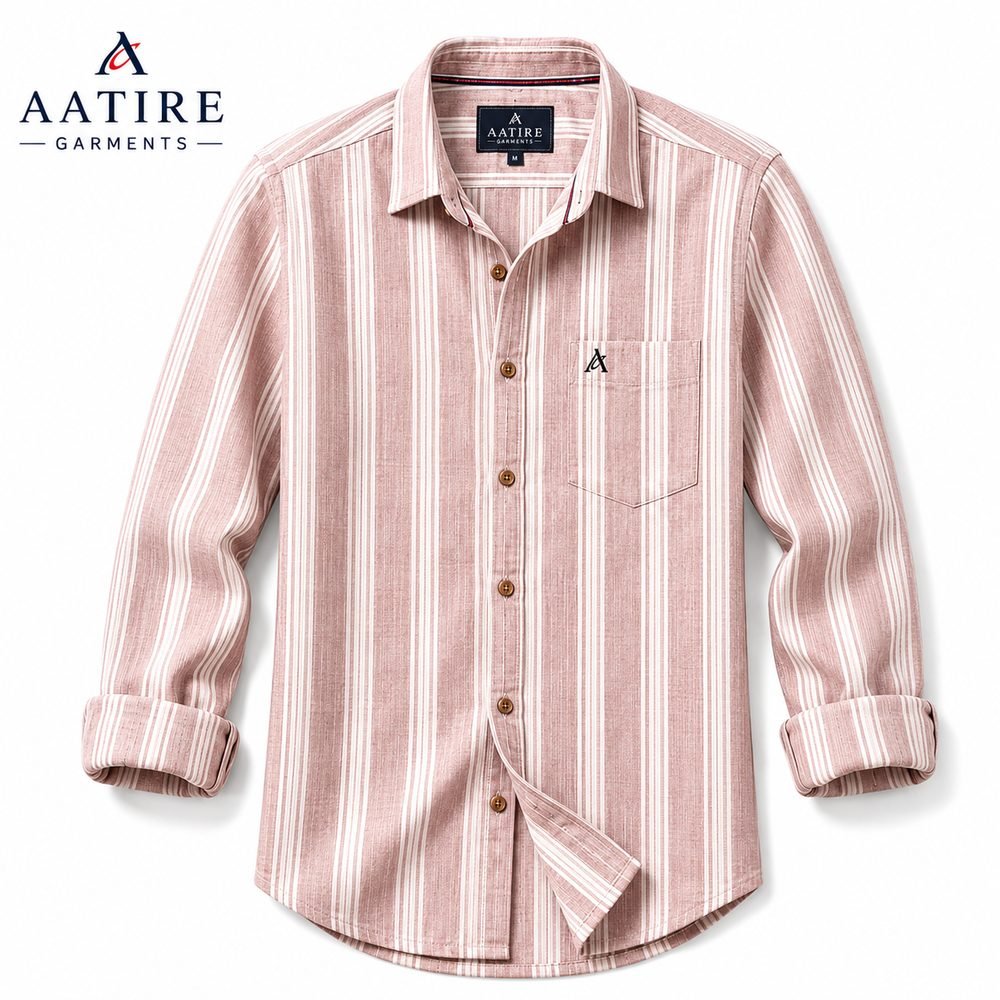AATIRE Olive Stripe Casual Shirt